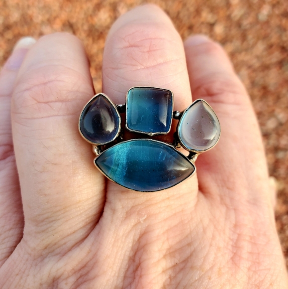 New Dichroic Glass 925 Silver Ring. - Picture 1 of 12